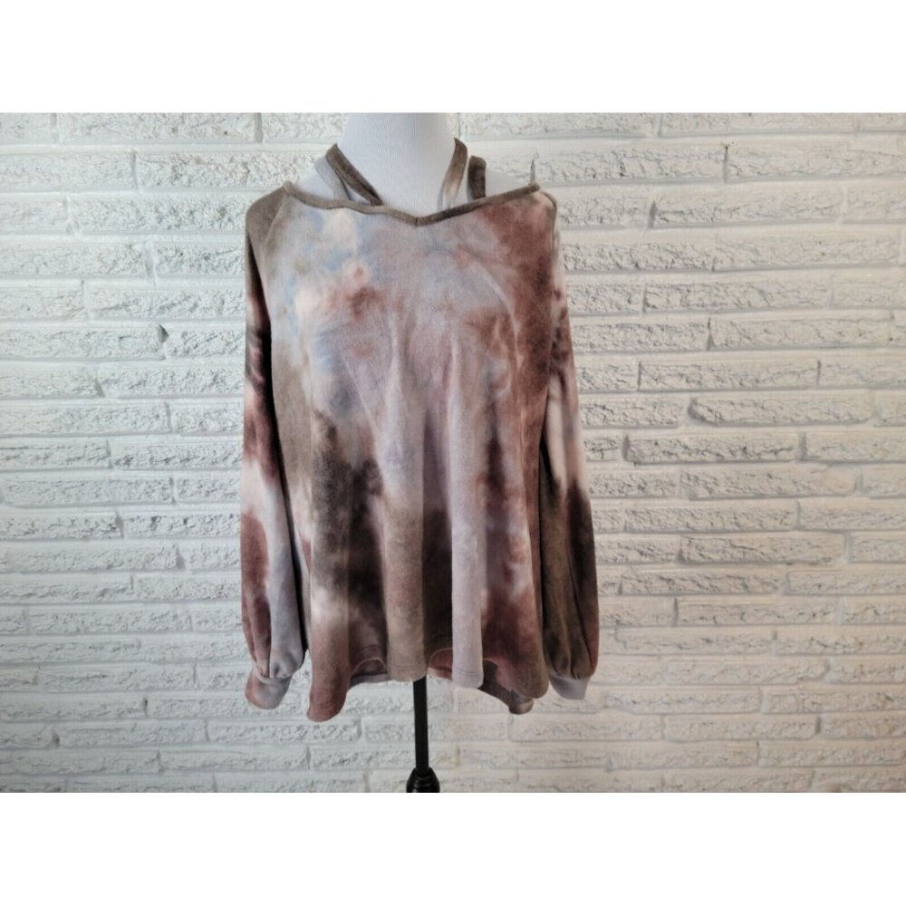 Oddy Women's 3XL Plus Multicolor Watercolor Boat Neck Raglan Pullover WAT21E